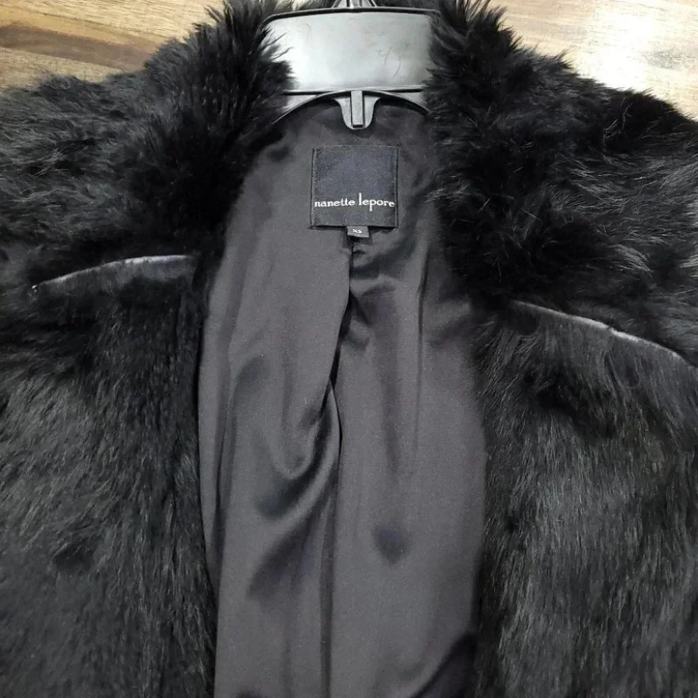 Nanette Lepore Luscious Rabbit Fur Knit Coat